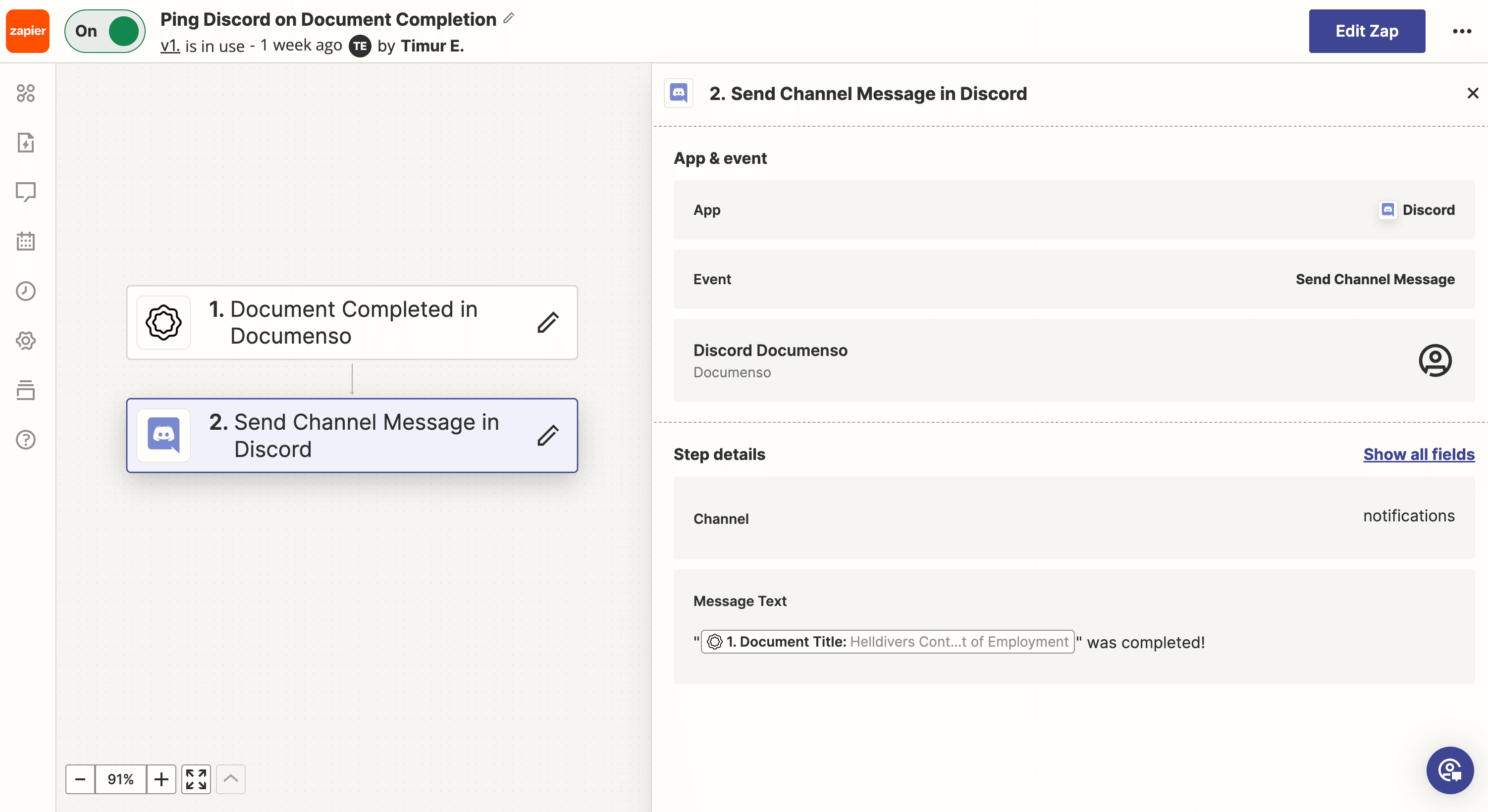 Zapier Documenso Discord Integration